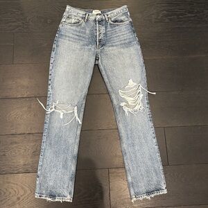 AGoldE 90s High Rise Straight Leg Distressed